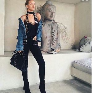 PAIGE Edgemont zipper skinny jeans in black